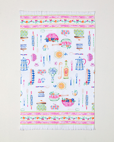 Кухонное полотенце Cute с принтом 40x60 см. - белое / розовое