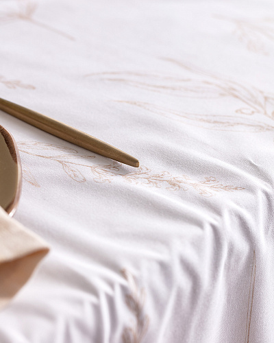 Скатерть Sarthe 160x250 см. - белый / бежевый